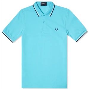 Fred Perry XL Slim Fit Twin Tipped Shirt Capri Blue